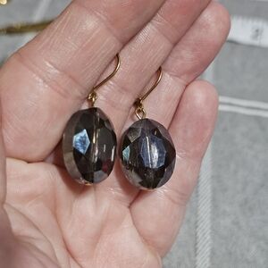 ⭐️Elegant Gold Tone Lever Back Maroon/Green AB Crystal Dangle Earrings